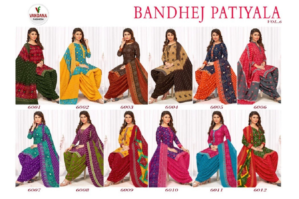 Bandhej Patiyala Vol 6 Vandana Cotton Dress Material