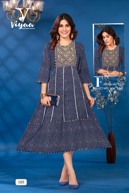Bandhej Vol 1 Viyaa Rayon Anarkali Kurtis