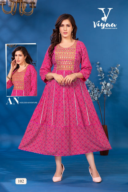Bandhej Vol 1 Viyaa Rayon Anarkali Kurtis