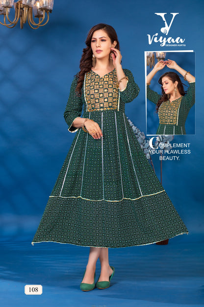Bandhej Vol 1 Viyaa Rayon Anarkali Kurtis