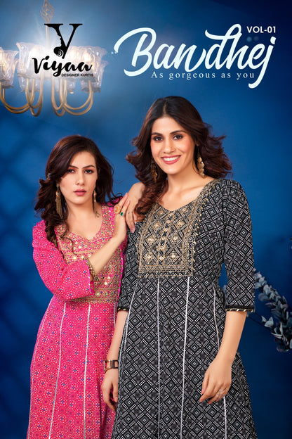 Bandhej Vol 1 Viyaa Rayon Anarkali Kurtis