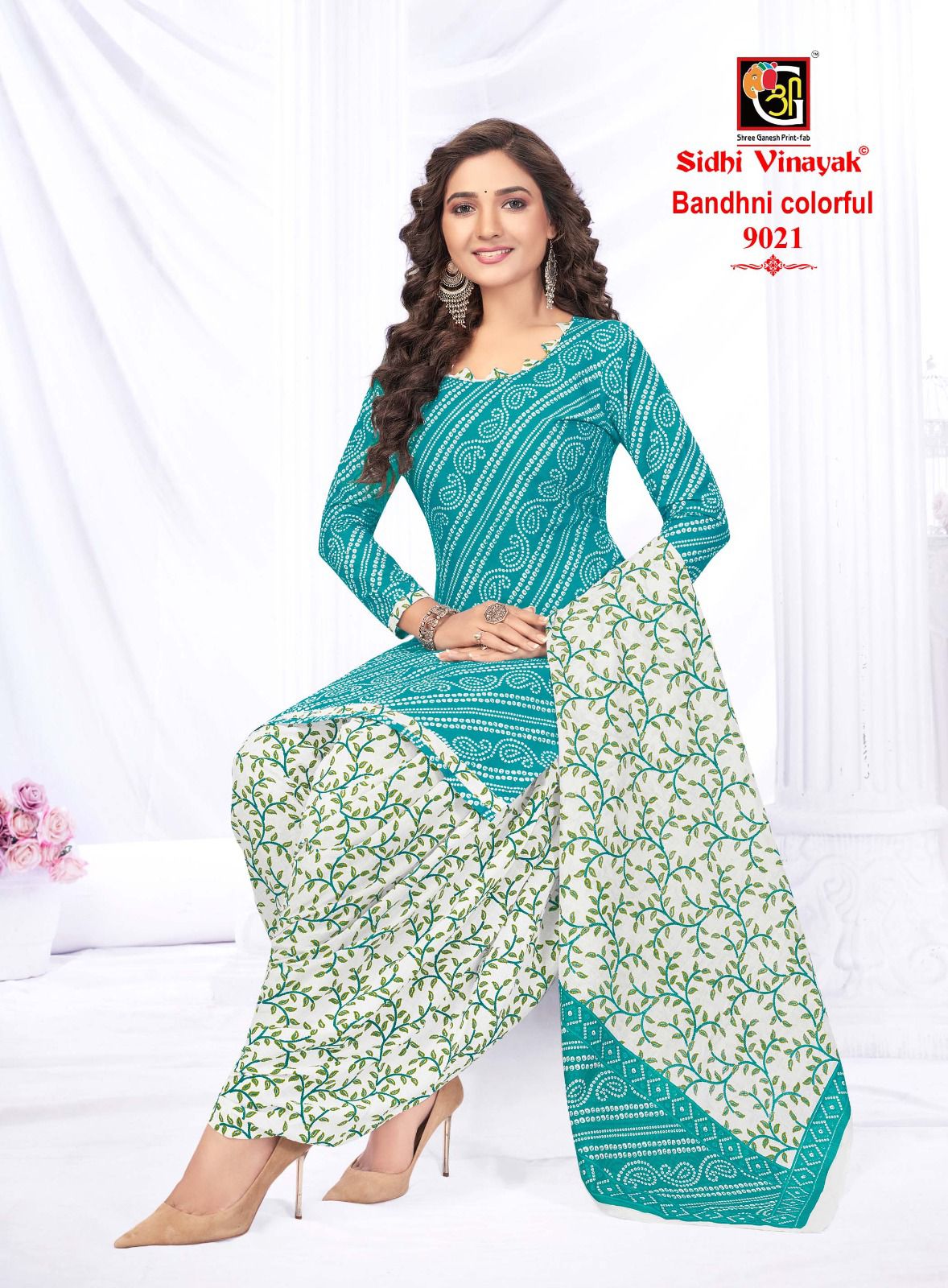 Bandhni Colorful Sidhi Vinayak Cotton Dress Material