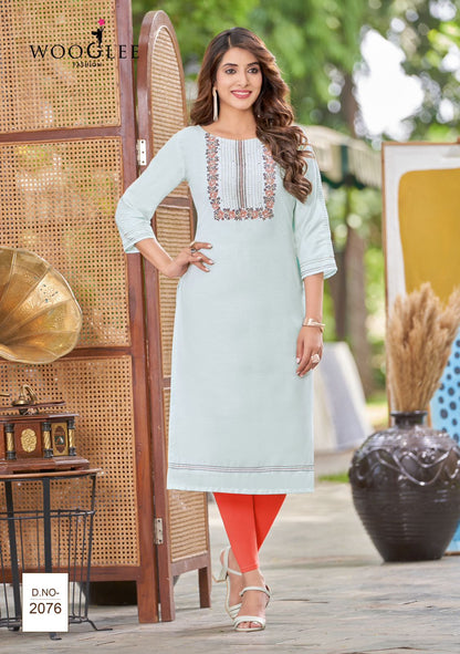Barbella Vol 11 Wooglee Rayon Long Straight Kurti