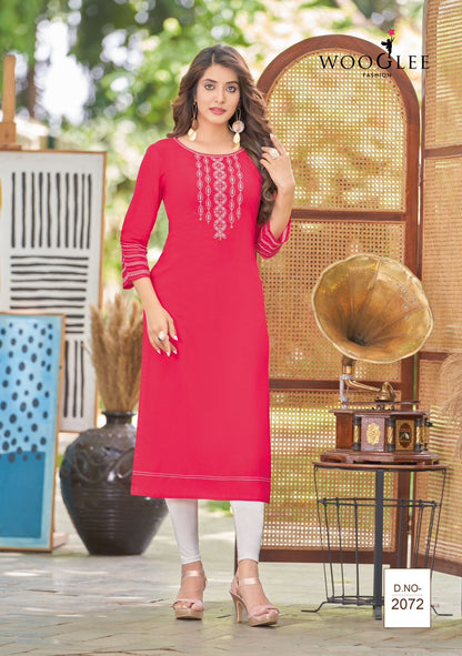 Barbella Vol 11 Wooglee Rayon Long Straight Kurti