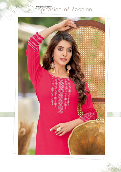 Barbella Vol 11 Wooglee Rayon Long Straight Kurti