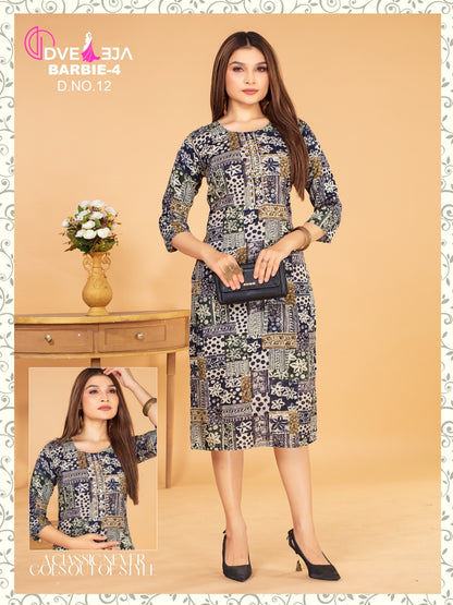 Barbie Girl-1901 Dveeja Fashion Rayon Long Straight Kurti