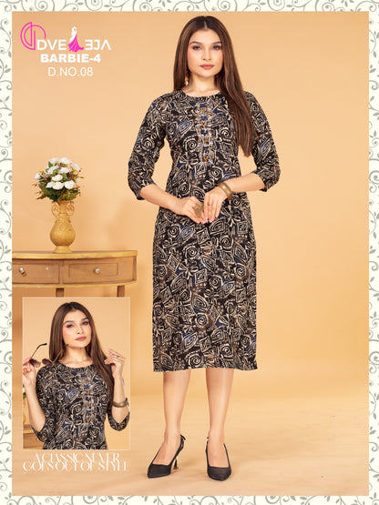 Barbie Girl-1901 Dveeja Fashion Rayon Long Straight Kurti