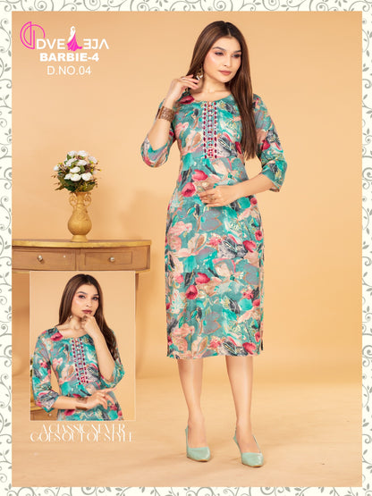 Barbie Girl-1901 Dveeja Fashion Rayon Long Straight Kurti