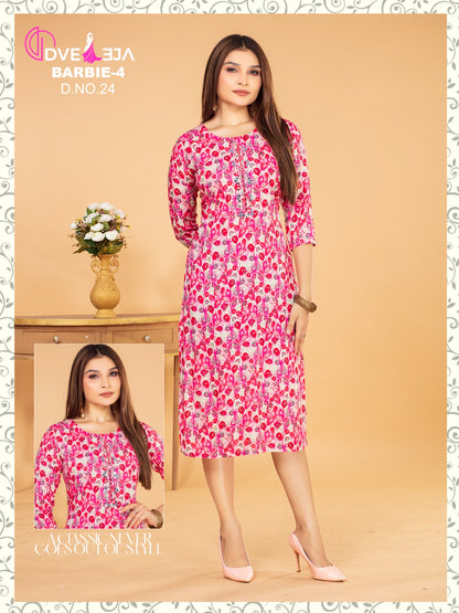 Barbie Girl-1901 Dveeja Fashion Rayon Long Straight Kurti