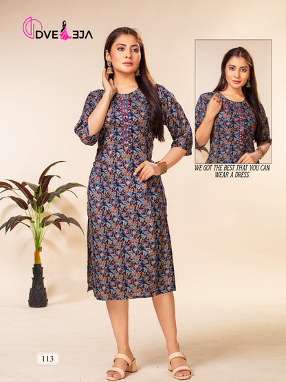Barbie Girl Series 3 Dveeja Fashion Rayon Straight Cut Kurtis