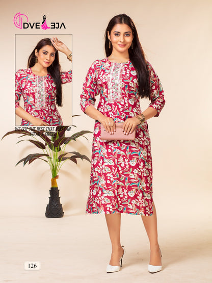 Barbie Girl Series 3 Dveeja Fashion Rayon Straight Cut Kurtis