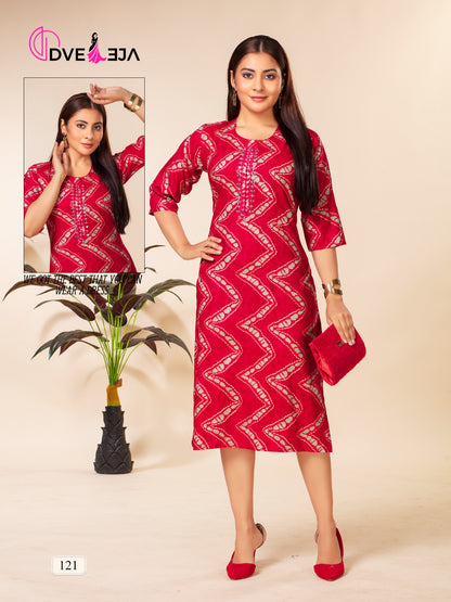 Barbie Girl Series 3 Dveeja Fashion Rayon Straight Cut Kurtis