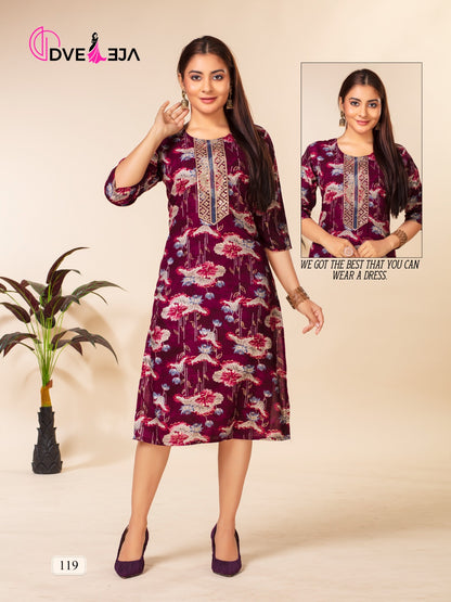 Barbie Girl Series 3 Dveeja Fashion Rayon Straight Cut Kurtis