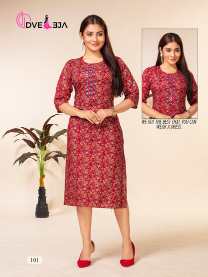 Barbie Girl Series 3 Dveeja Fashion Rayon Straight Cut Kurtis