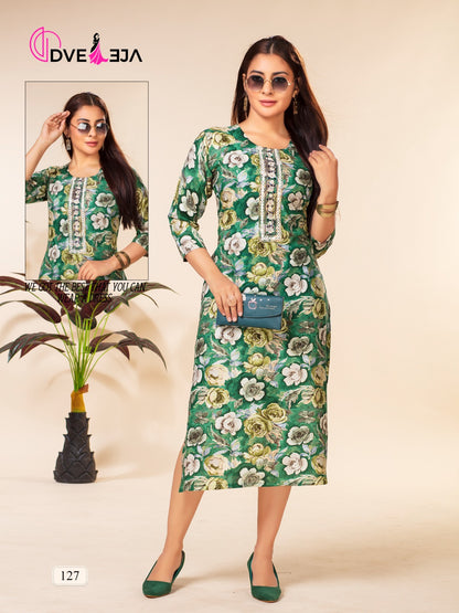 Barbie Girl Series 3 Dveeja Fashion Rayon Straight Cut Kurtis