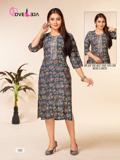 Barbie Girl Series 3 Dveeja Fashion Rayon Straight Cut Kurtis