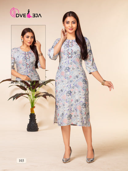 Barbie Girl Series 3 Dveeja Fashion Rayon Straight Cut Kurtis