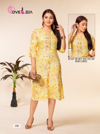 Barbie Girl Series 3 Dveeja Fashion Rayon Straight Cut Kurtis