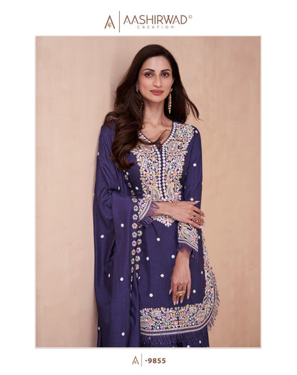 Basanti Aashirwad Creation Dola Silk Readymade Plazzo Style Suits