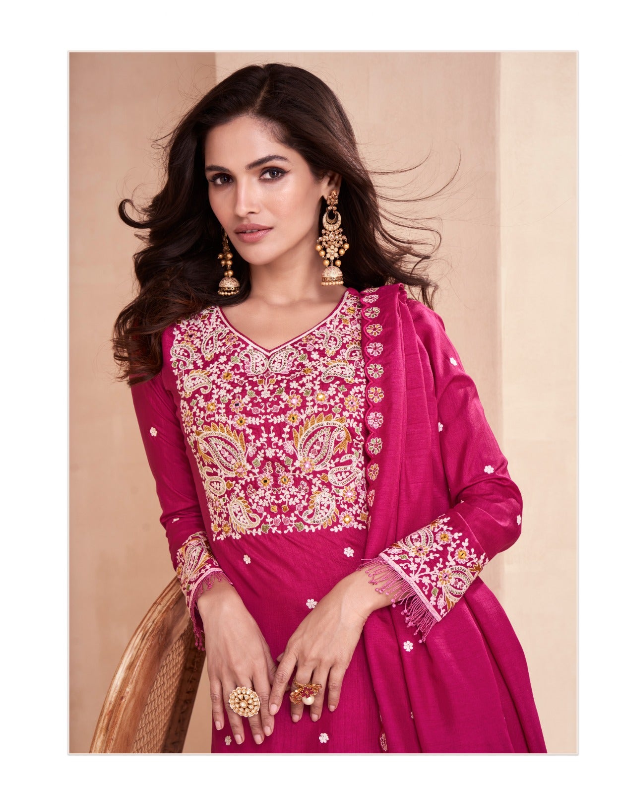 Basanti Aashirwad Creation Dola Silk Readymade Plazzo Style Suits