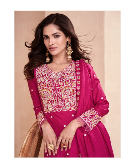 Basanti Aashirwad Creation Dola Silk Readymade Plazzo Style Suits