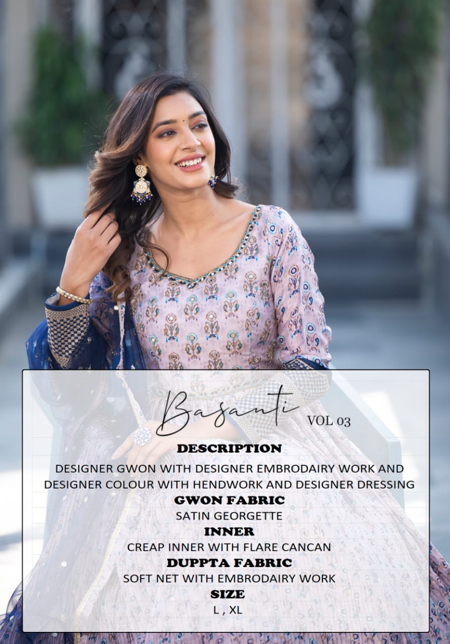 Basanti Vol 3 Virasat Georgette Gown Dupatta Set