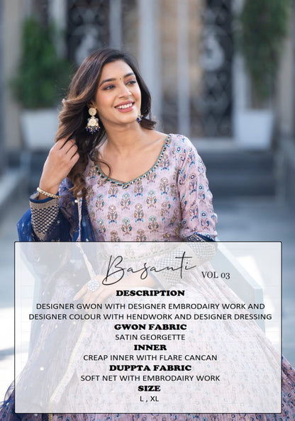 Basanti Vol 3 Virasat Georgette Gown Dupatta Set