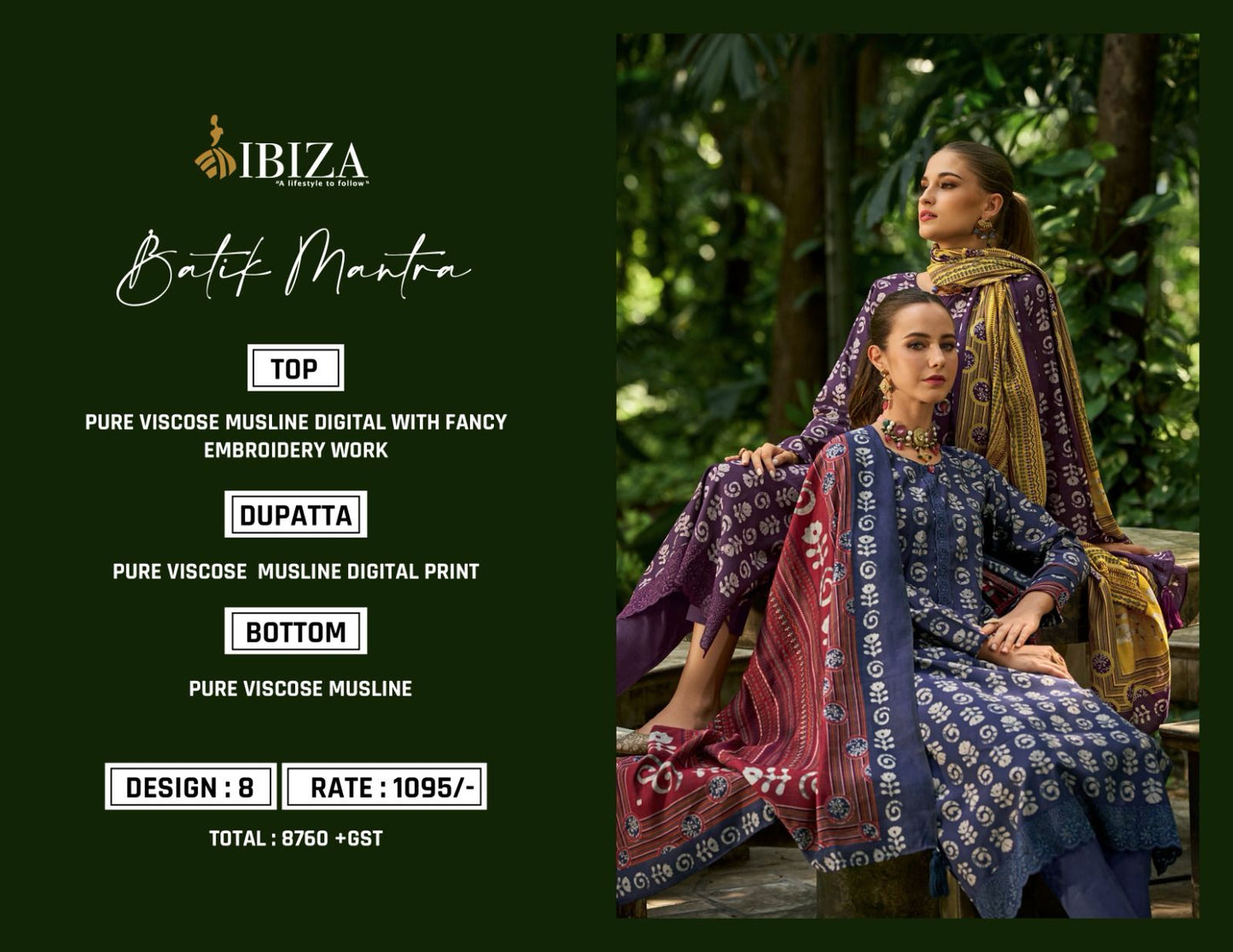 Batik Mantra Ibiza Viscose Muslin Pant Style Suits