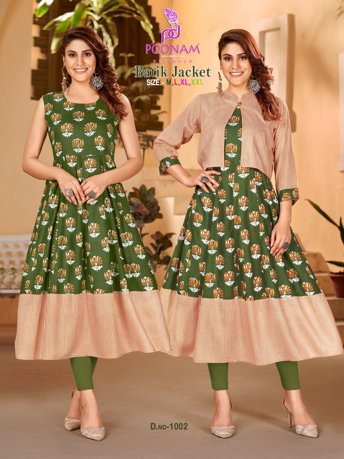 Green Kurti Set with Long Jacket at Rs 890 | Ladies Dress in Delhi | ID:  21510667612