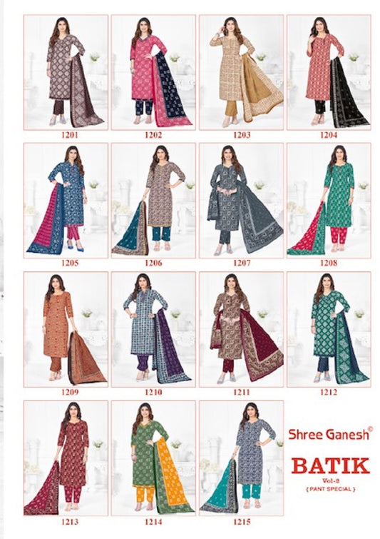 Batik Vol 2 Shree Ganesh Cotton Dress Material