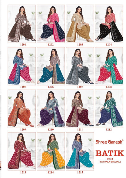 Batik Vol 2 Shree Ganesh Readymade Cotton Patiyala Suits