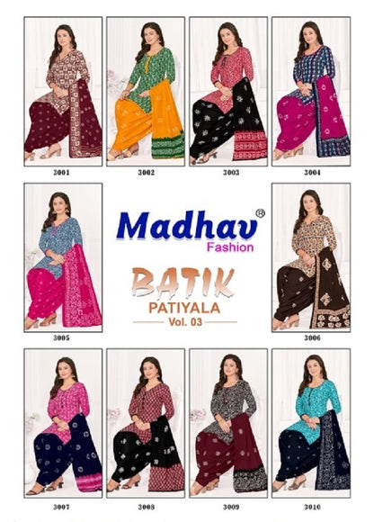Batik Vol 3 Madhav Fashion Cotton Patiyala Style Suits