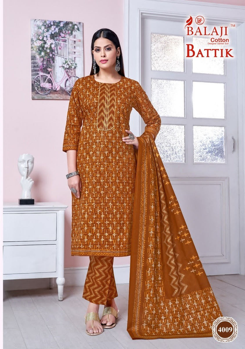 Battik Art Work Vol 4 Balaji Cotton Cotton Readymade Pant Style Suits