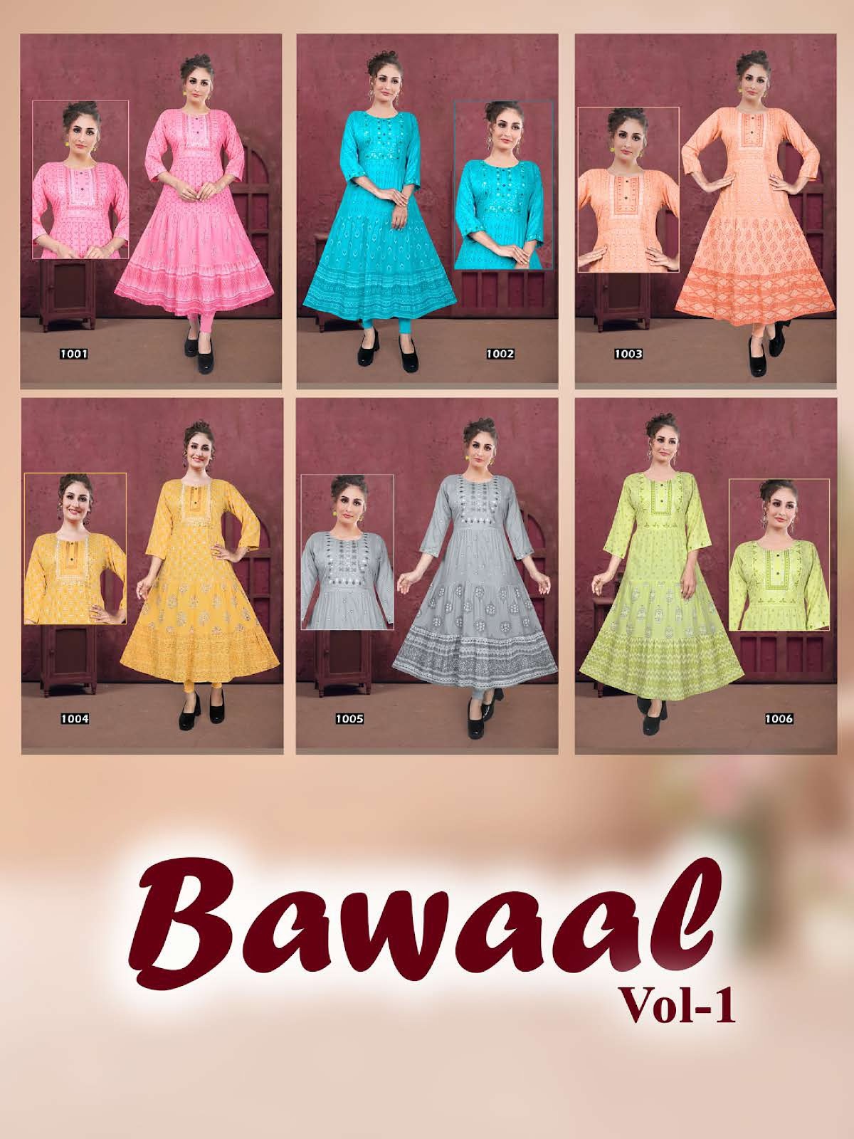 Bawaal Vol 1 Kavinay Rayon Anarkali Kurtis