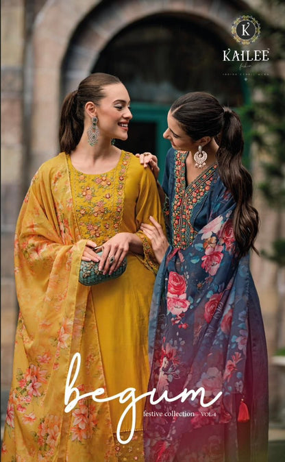 Begum Vol 4 Kailee Fashion Viscose Silk Readymade Pant Style Suits