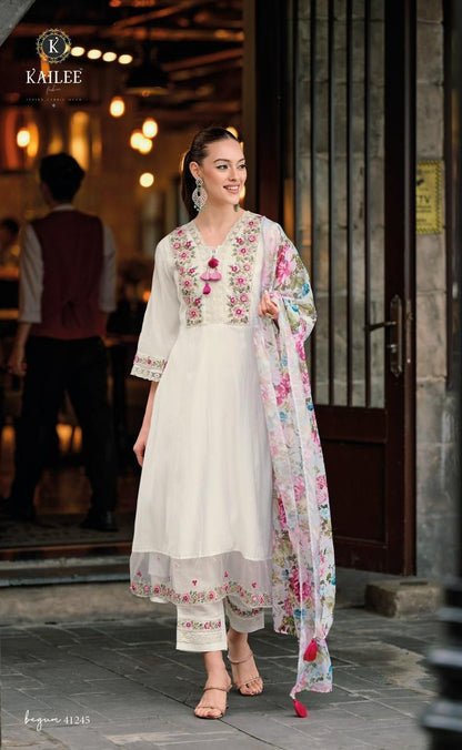 Begum Vol 4 Kailee Fashion Viscose Silk Readymade Pant Style Suits