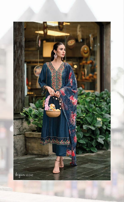 Begum Vol 4 Kailee Fashion Viscose Silk Readymade Pant Style Suits