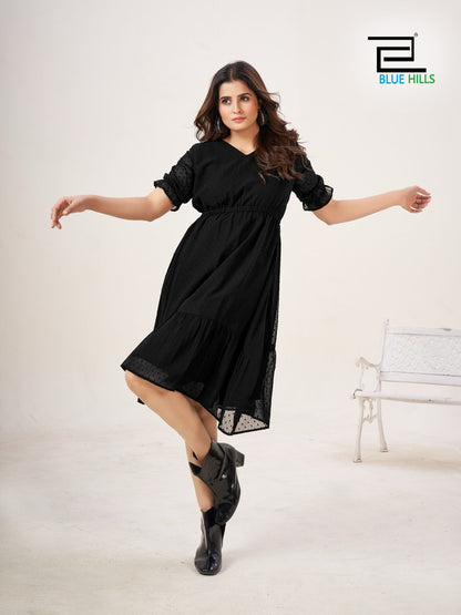 Belle Blue Hills Georgette Midi Dress