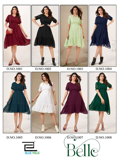Belle Blue Hills Georgette Midi Dress
