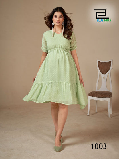 Belle Blue Hills Georgette Midi Dress