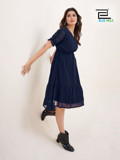 Belle Blue Hills Georgette Midi Dress