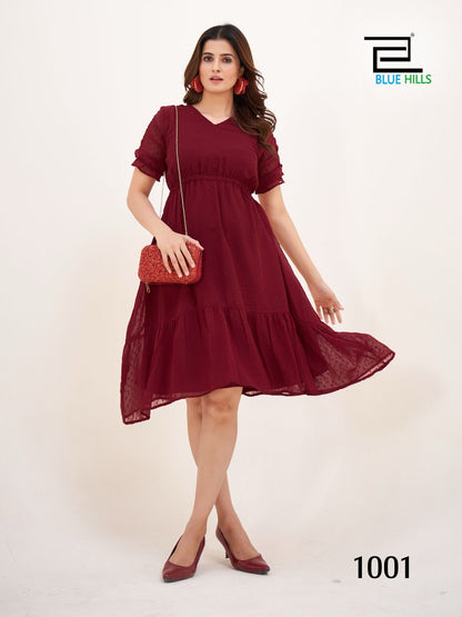 Belle Blue Hills Georgette Midi Dress