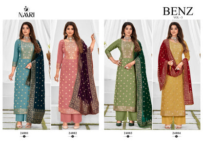 Benz Vol 3 Naari Muslin Jacquard Pant Style Suits