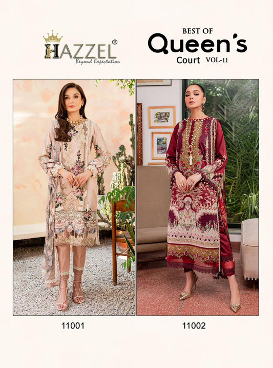 Best Of Queens Court Vol 11 Hazzel Cotton Pakistani Patch Work Suits