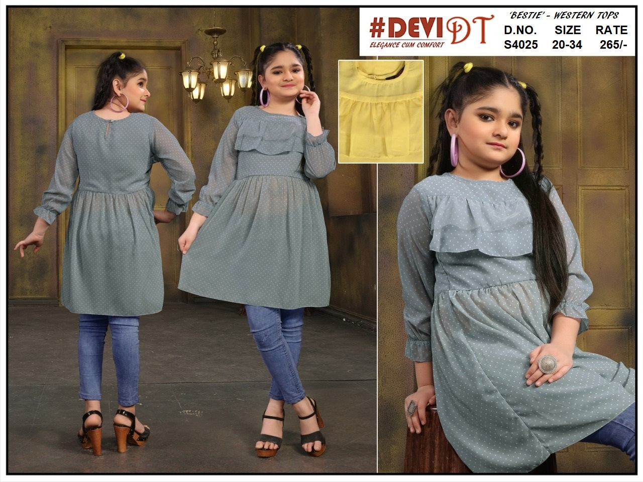 Bestie-S4025 Dt Devi Georgette Girls Top