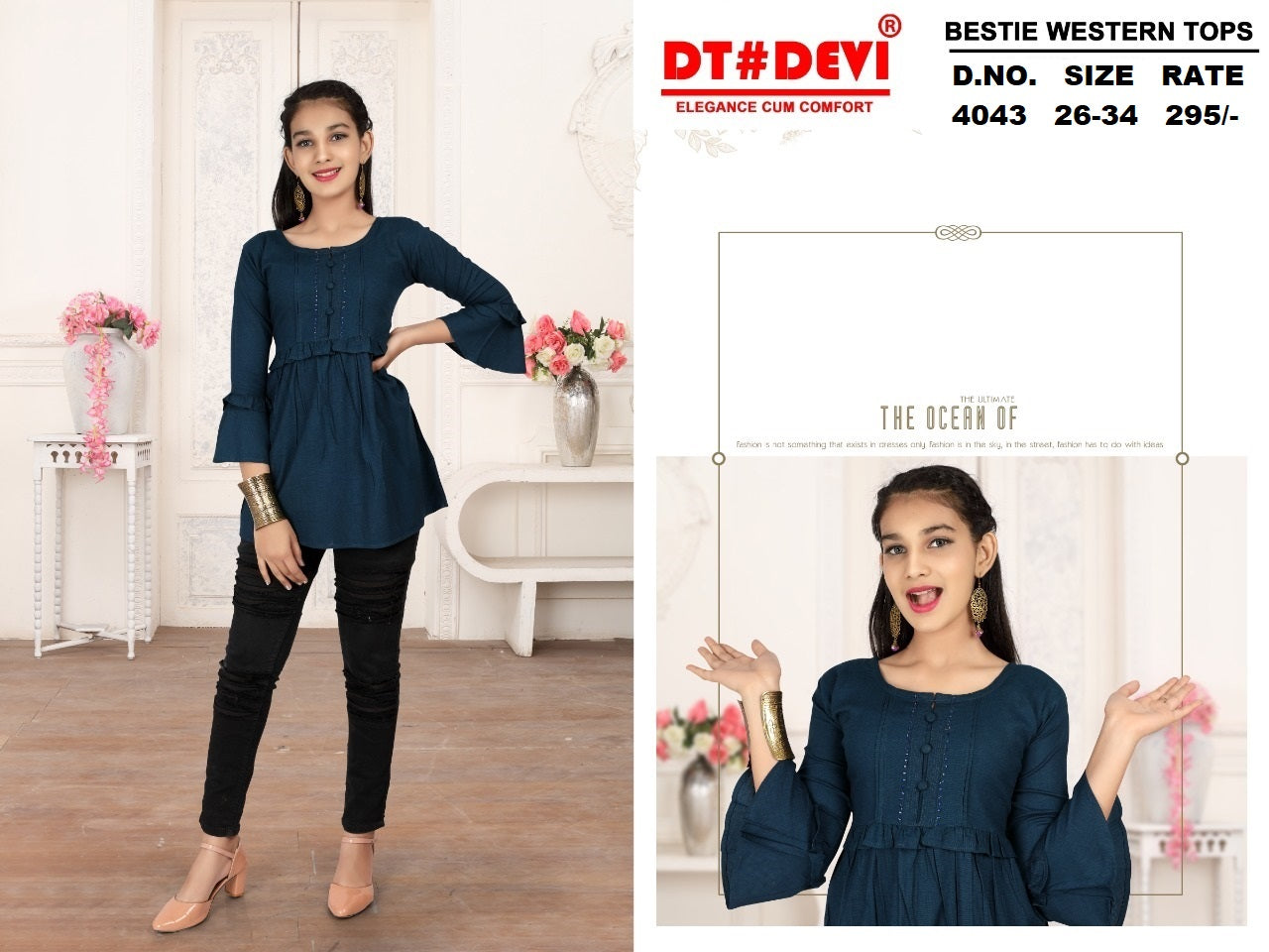 Bestie-S4043 Dt Devi Georgette Girls Top