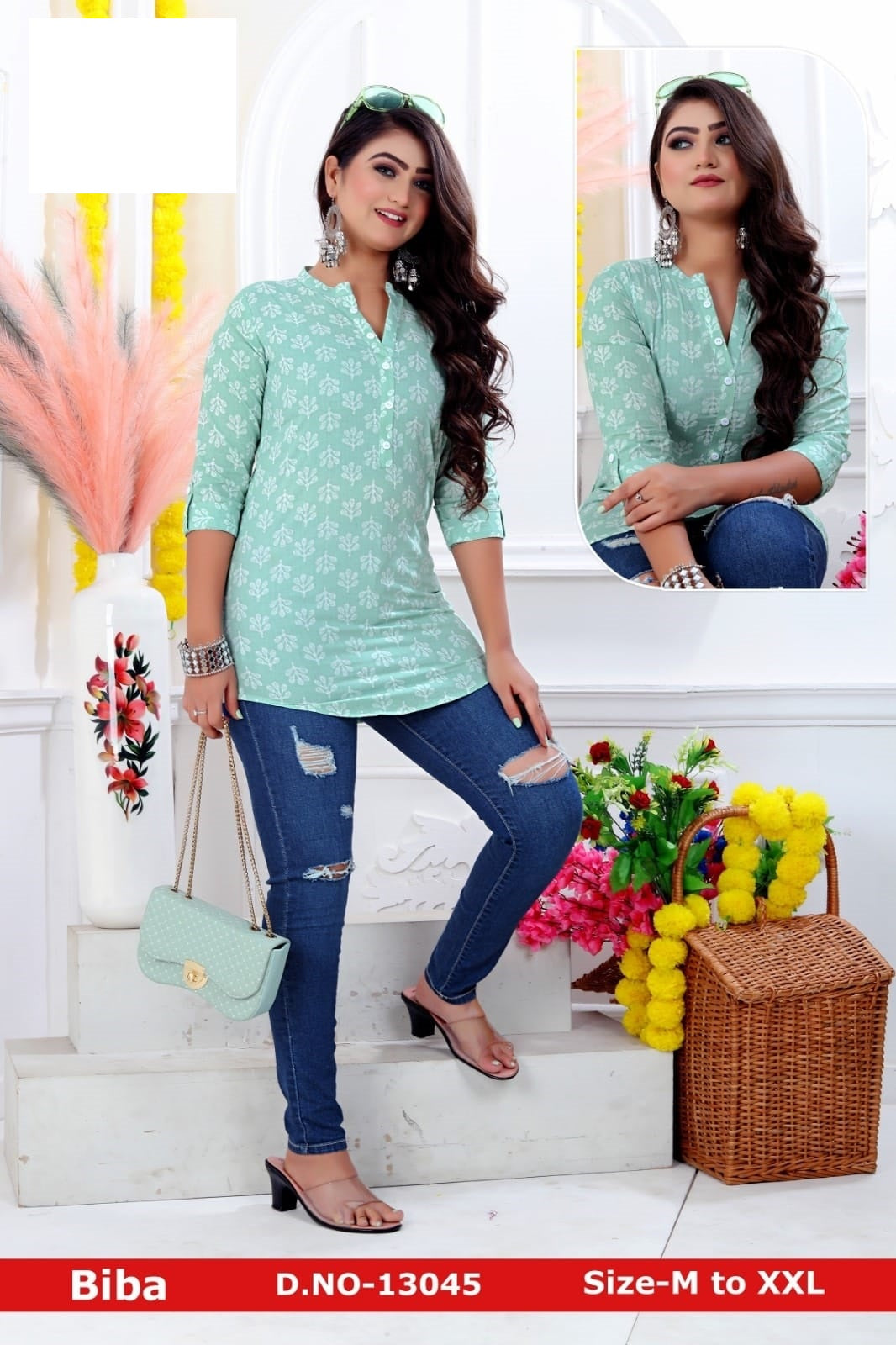 Buy Mustard LIVA Printed Short Kurti () for INR999.50 | Biba India