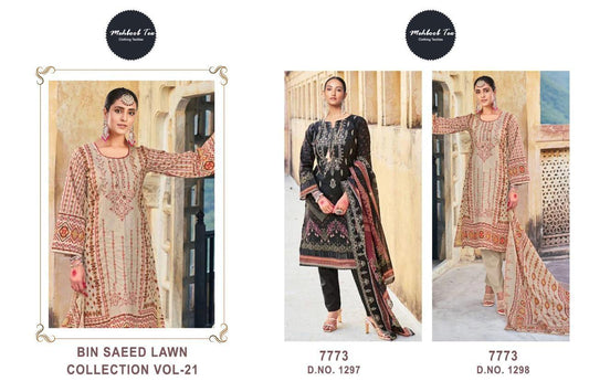 Bin Saeed Lawn Collection Vol 21 Mehboob Tex Cotton Pakistani Salwar Suits