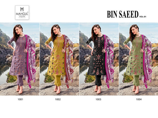 Bin Saeed Vol 1 Mahgul Lawn Cotton Pakistani Salwar Suits