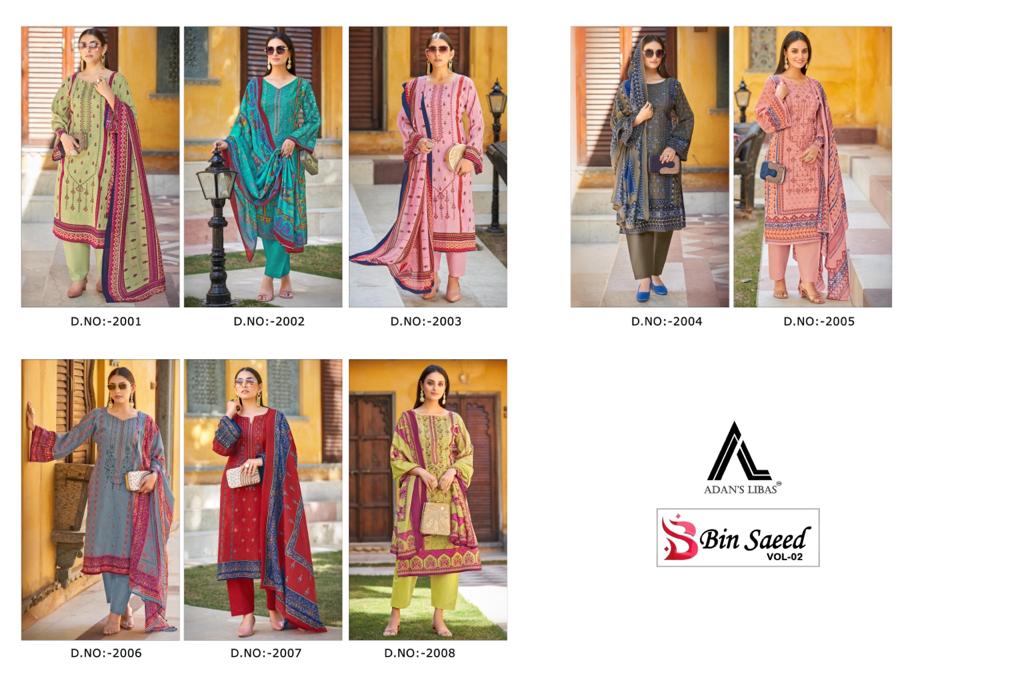 Bin Saeed Vol 2 Adans Libas Cotton Karachi Salwar Suits